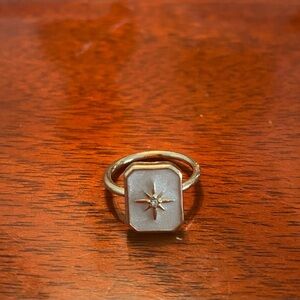 Gold Star Ring with White Stone